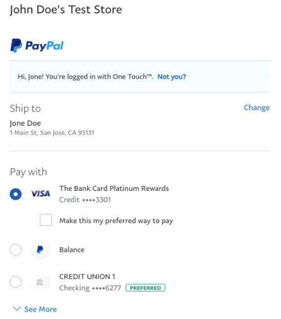 PayPal Test Store